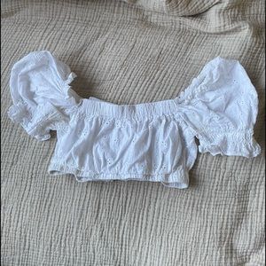 Princess Polly white off the shoulder crop top